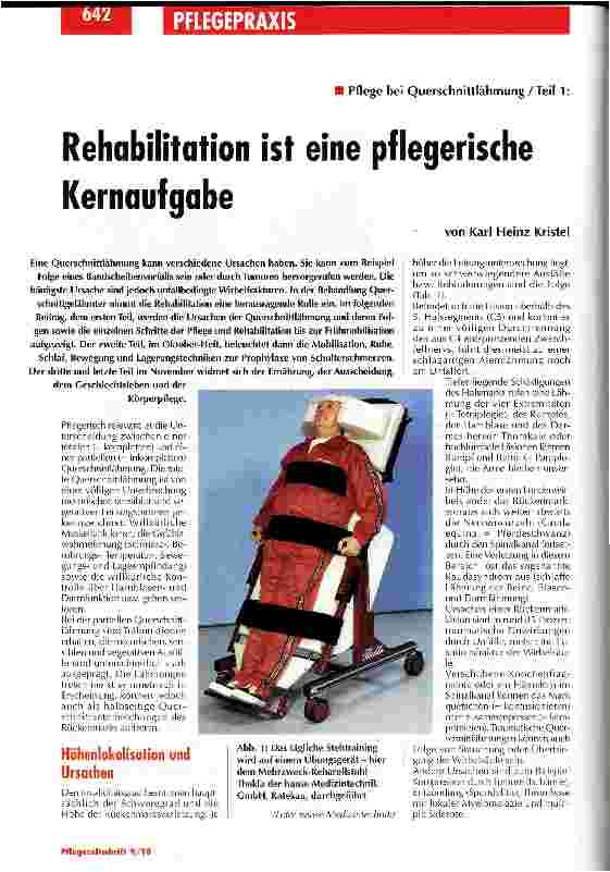 Vorschauseite 1: Rehabilitation ist eine pflegerische Kernaufgabe Pflege bei Querschnittlähmung (Teil 1)