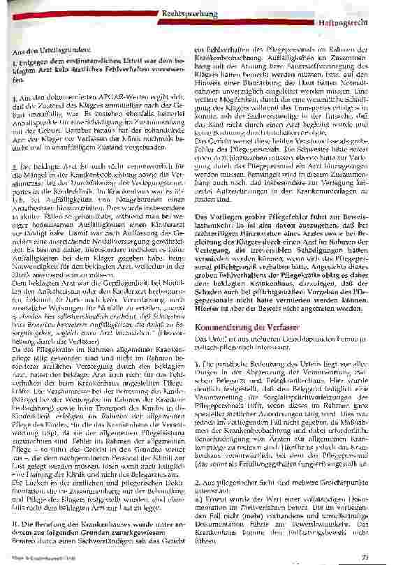Vorschauseite 2: Grober Pflegefehler im Rahmen der Krankenbeobachtung