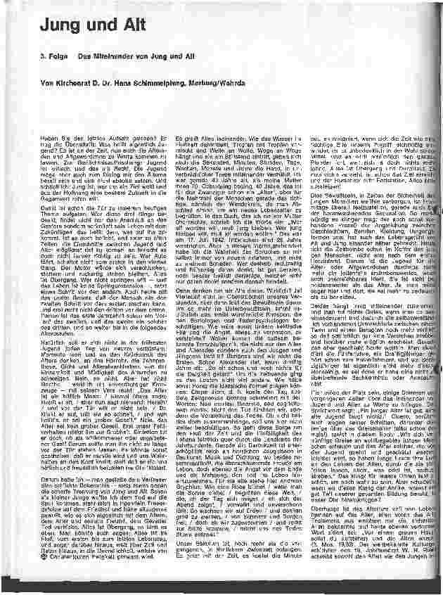Vorschauseite 1: Jung und Alt 3. Folge: Das Miteinander von Jung und Alt