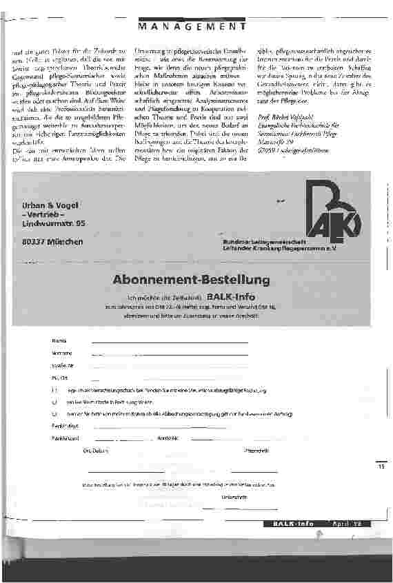 Vorschauseite 6: Vor dem Sprung in eine neues Zeitalter im Gesundheitswesen Der aktuelle Umbau der Gesundheitseinrichtungen und die Professionalisierung der Pflege