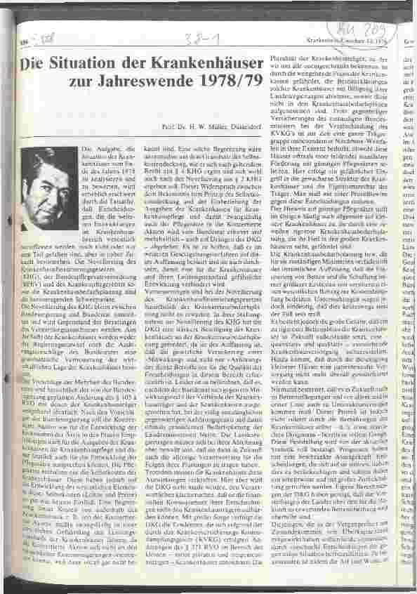 Vorschauseite 1: Die Situation der Krankenhäuser zur Jahreswende 1978/79