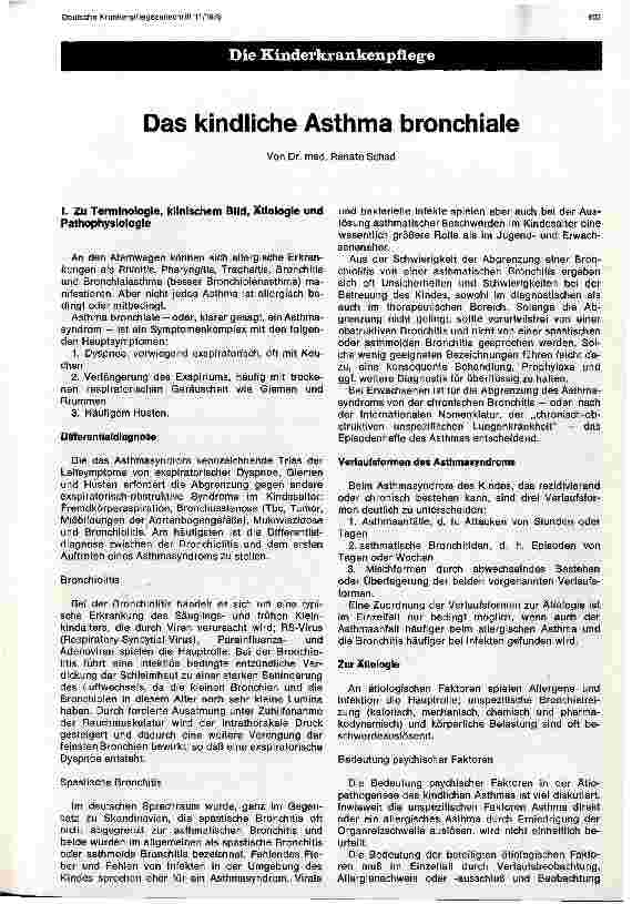 Vorschauseite 1: Das kindliche Asthma bronchiale