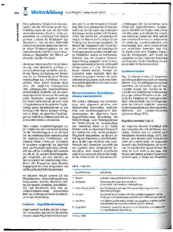 Vorschauseite 2: Geeignet oder nicht? Ein auf Lernzielen beruhendes Einarbeitungsund Berurteilungskonzept zur Eignung von Bewerbern für die Weiterbildung Intensivpflege und Anästhesie