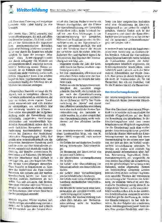 Vorschauseite 5: Geeignet oder nicht? Ein auf Lernzielen beruhendes Einarbeitungsund Berurteilungskonzept zur Eignung von Bewerbern für die Weiterbildung Intensivpflege und Anästhesie