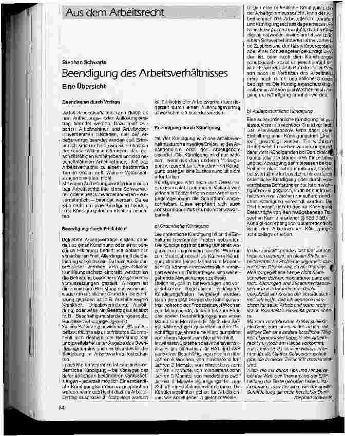 Vorschauseite 1: Beendigung des Arbeitsverhältnisses Eine Übersicht