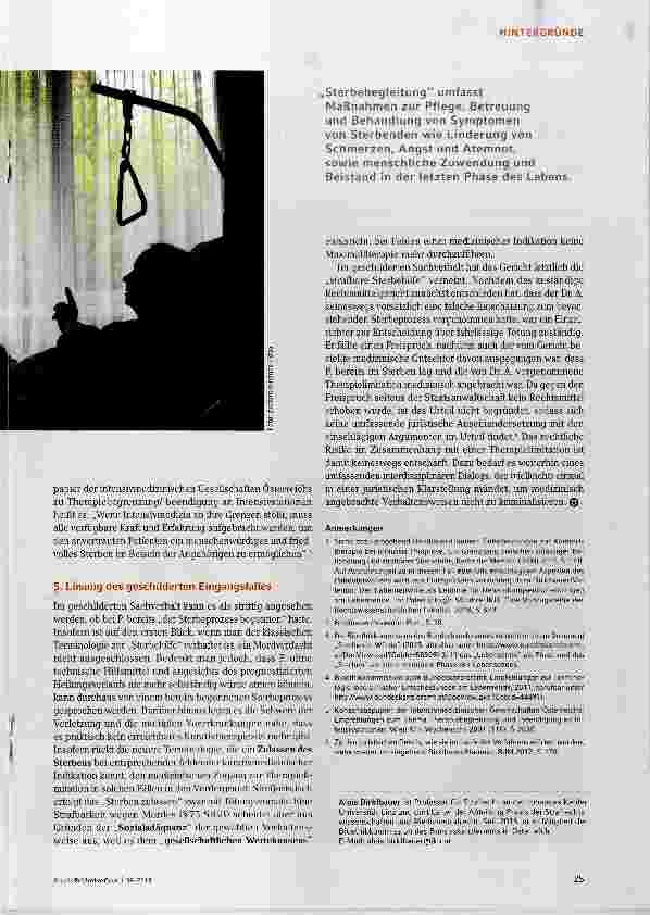 Vorschauseite 3: Therapiezieländerungen bei schlechter Prognose: Juristische Überlegungen zu einem konkreten Fall