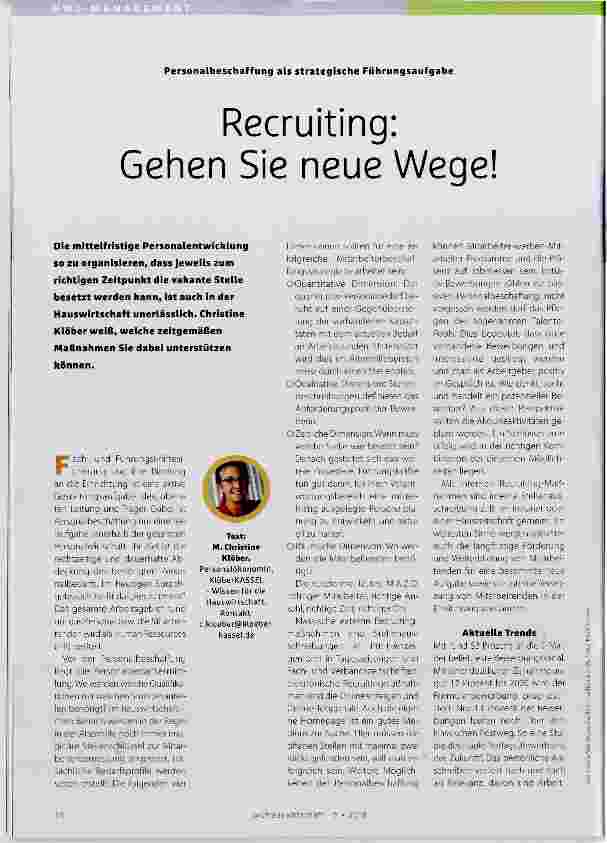 Vorschauseite 1: Recruiting: Gehen Sie neue Wege!