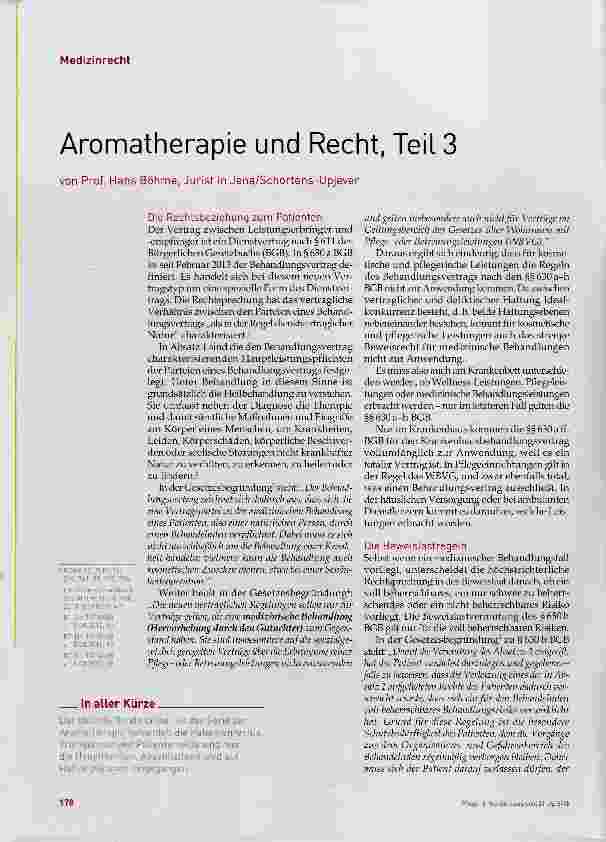 Vorschauseite 1: Aromathérapie und Recht, Teil 3