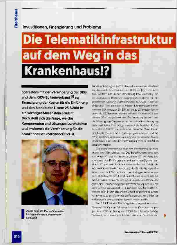 Vorschauseite 1: Die Telematikinfrastruktur auf dem Weg in das Krankenhaus!?