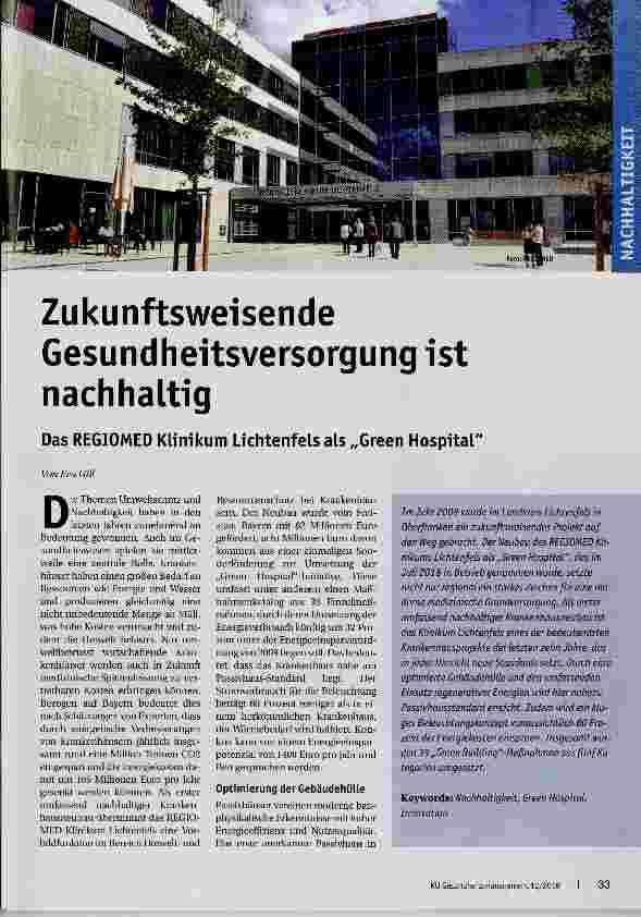 Vorschauseite 1: Zukunftsweisende Gesundheitsversorgung ist nachhaltig