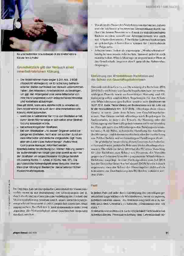Vorschauseite 4: Dürfen Angestellte Missstände im Betrieb anpangern?
