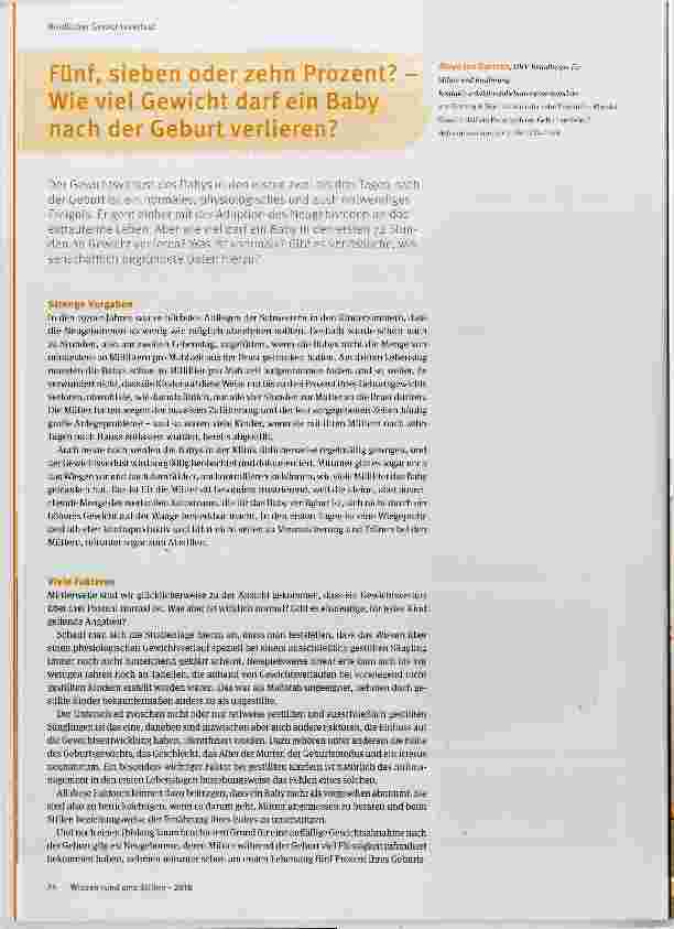 Vorschauseite 1: Fünf, sieben oder zehn Prozent? Wie viel Gewicht darf ein Baby nach der Geburt verlieren?