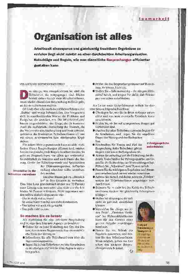 Vorschauseite 1: Organisation ist alles