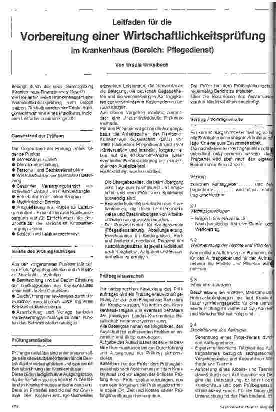 Vorschauseite 1: Leitfaden für die Wirtschaftlichkeitsprüfung im Krankenhaus (Bereich:Pflegedienst)