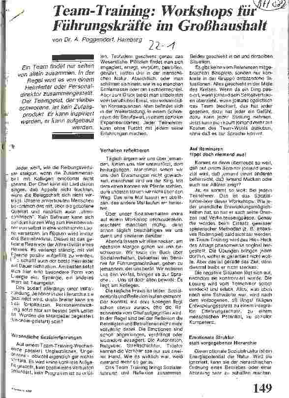 Vorschauseite 1: Team-Trainig: Workshops für Führungskräfte im Großhaushalt