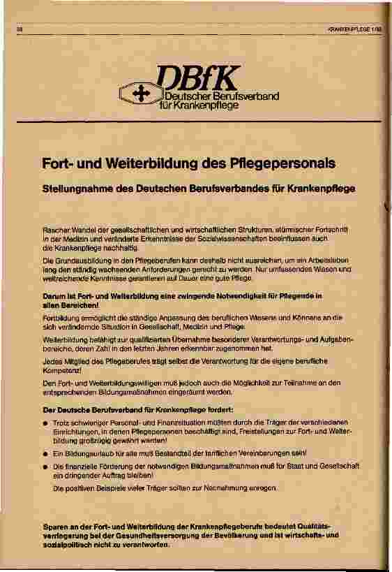 Vorschauseite 1: Fortund Weiterbildung des Pflegepersonals