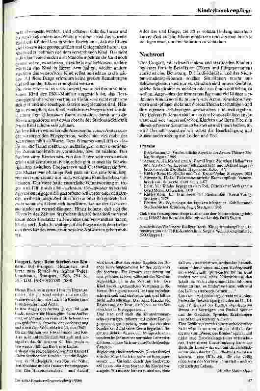 Vorschauseite 4: Der Umgang mit schwerkranken und sterbenden Kindern
