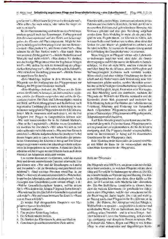 Vorschauseite 4: Selbständig angebotene Pflege und Gesundheitsförderung - eine Zukunftsvision?