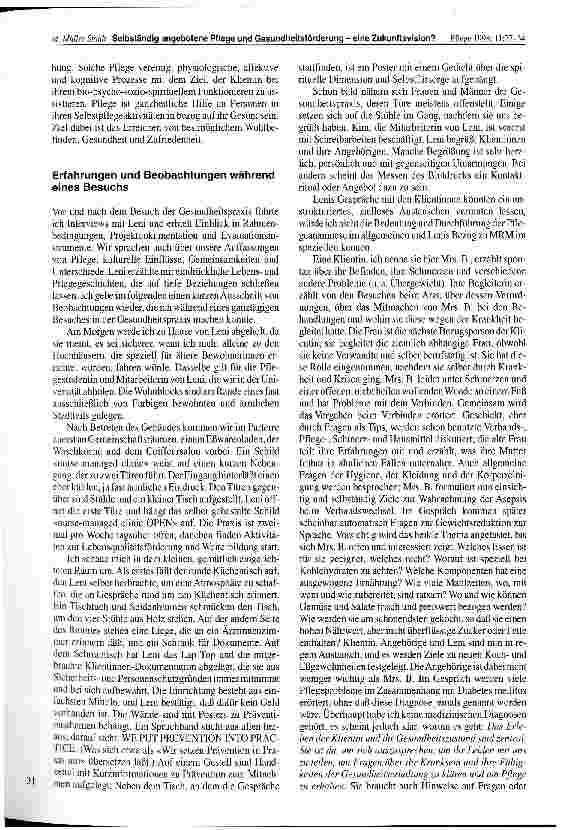 Vorschauseite 5: Selbständig angebotene Pflege und Gesundheitsförderung - eine Zukunftsvision?