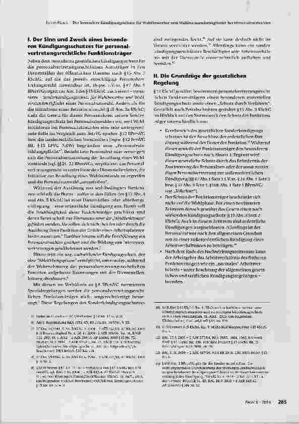 Vorschauseite 2: Der besondere Kündigungsschutz für Wahlbewerber und Wahlvorstandsmitglieder bei Personalratswahlen