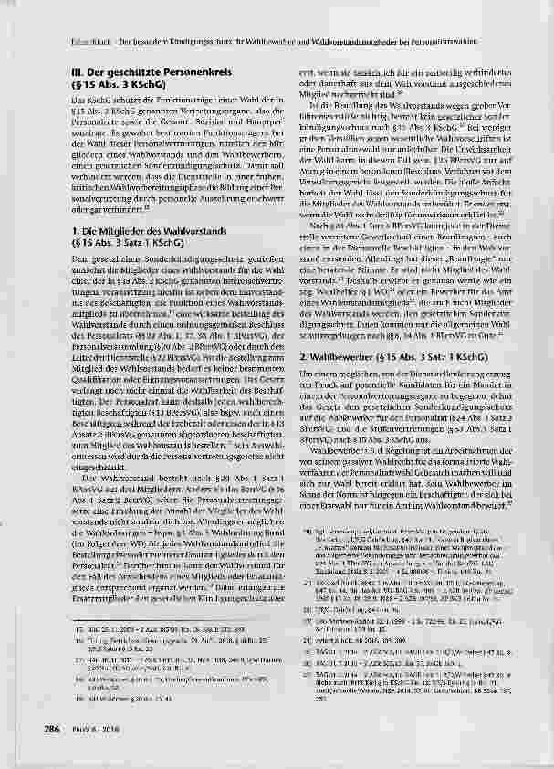 Vorschauseite 3: Der besondere Kündigungsschutz für Wahlbewerber und Wahlvorstandsmitglieder bei Personalratswahlen