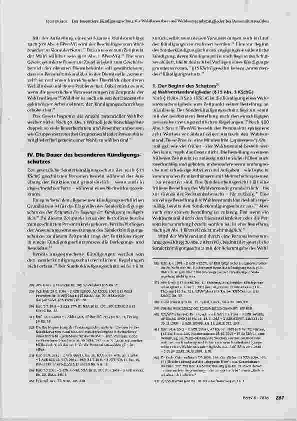 Vorschauseite 4: Der besondere Kündigungsschutz für Wahlbewerber und Wahlvorstandsmitglieder bei Personalratswahlen