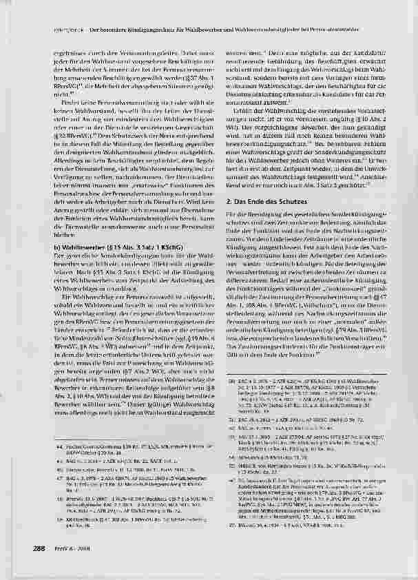 Vorschauseite 5: Der besondere Kündigungsschutz für Wahlbewerber und Wahlvorstandsmitglieder bei Personalratswahlen