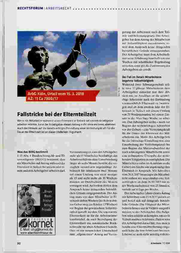Vorschauseite 1: Fallstricke bei der Elternteilzeit