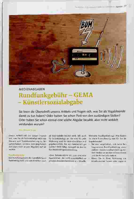 Vorschauseite 1: Rundfunkgebühr GEMA Künstlersozialabgabe