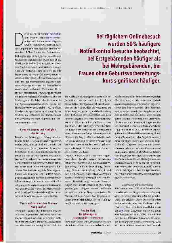 Vorschauseite 2: Die Informationsquelle Internet fordert die Hebammen
