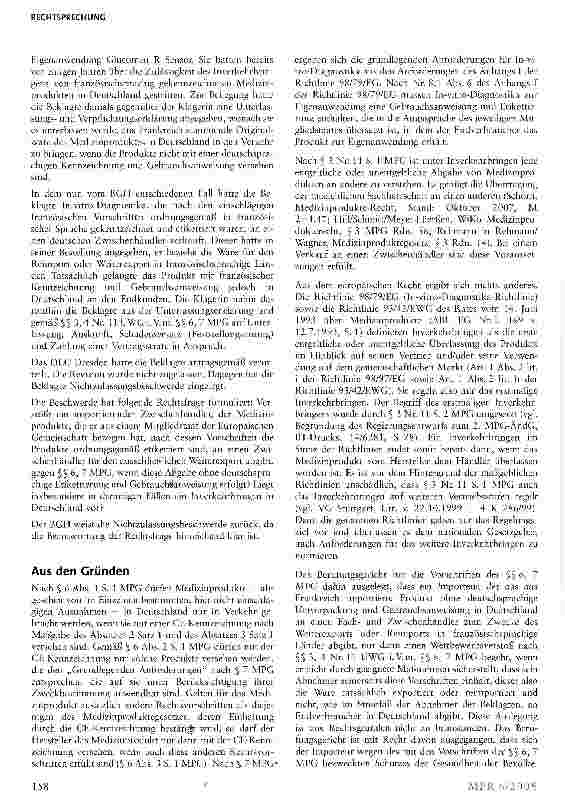 Vorschauseite 2: Verkauf von Medizinprodukten „nur für den Export