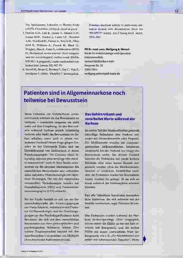 Vorschauseite 5: Kardiopulmonale Reanimation - ein Update