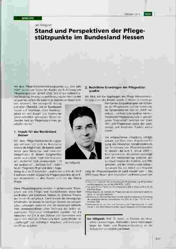 Vorschauseite 1: Stand und Perspektiven der Pflegestützpunkte im Bundesland Hessen