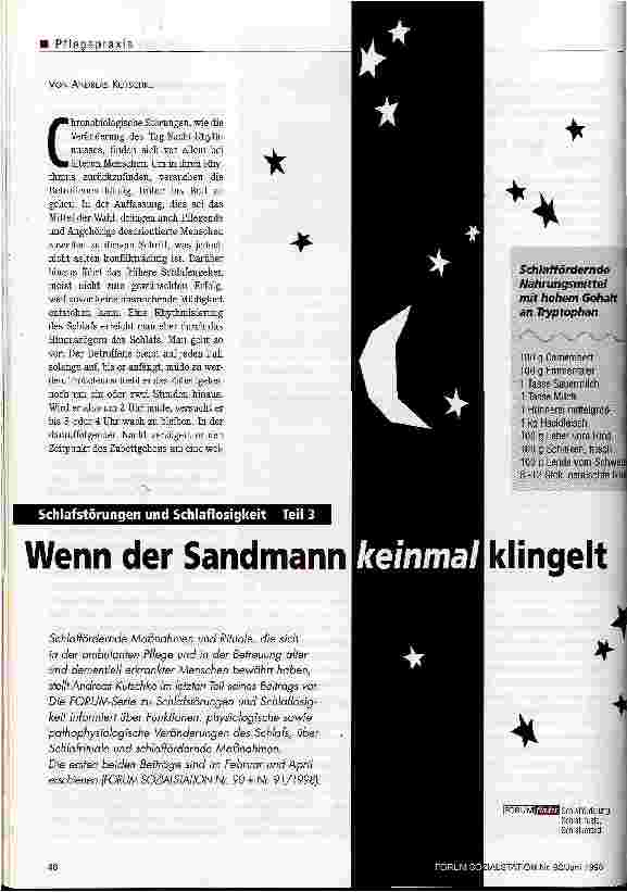 Vorschauseite 1: Wenn der Sandmann keinmal klingelt Schlafstörungen und Schlaflosigkeit Teil 3