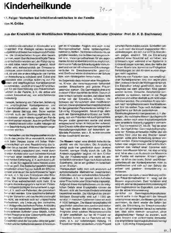 Vorschauseite 1: Kinderheilkunde 17. Folge: Verhalten bei Infektionskrankheiten in der Familie