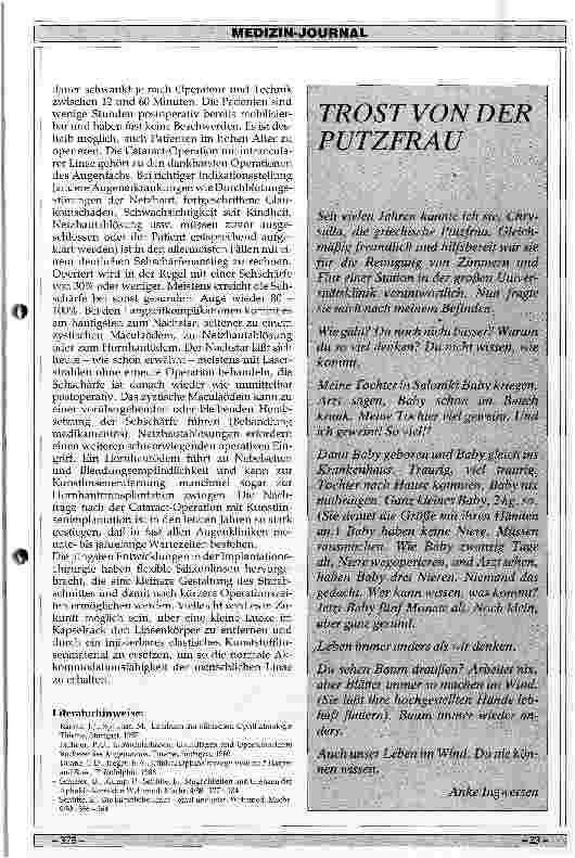 Vorschauseite 5: Klinik, Indikation und Ergebnisse der Intraocularlinsenimplantation