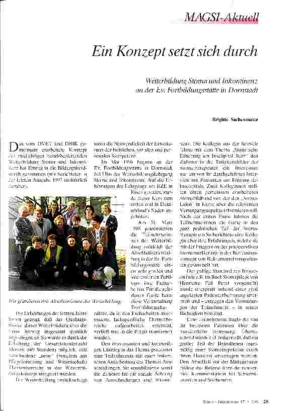 Vorschauseite 1: Ein Konzept setzt sich durch Weiterbildung Stoma und Inkontinenz der Ev. Fortbildungsstätte Dornstadt