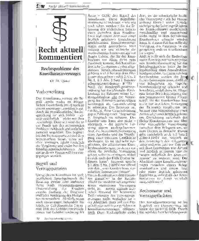 Vorschauseite 1: Rechtsprobleme des Konsilararztvertrages