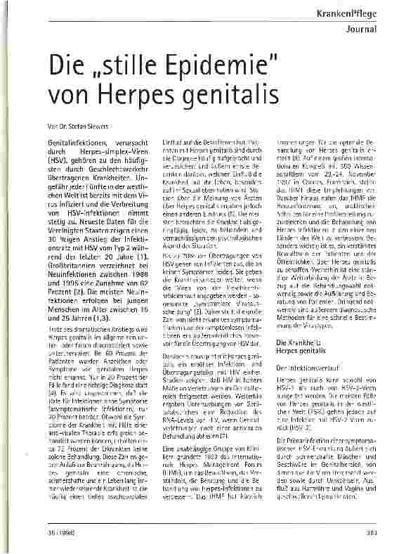 Vorschauseite 1: Die stille Epidemie von Herpes genitalis