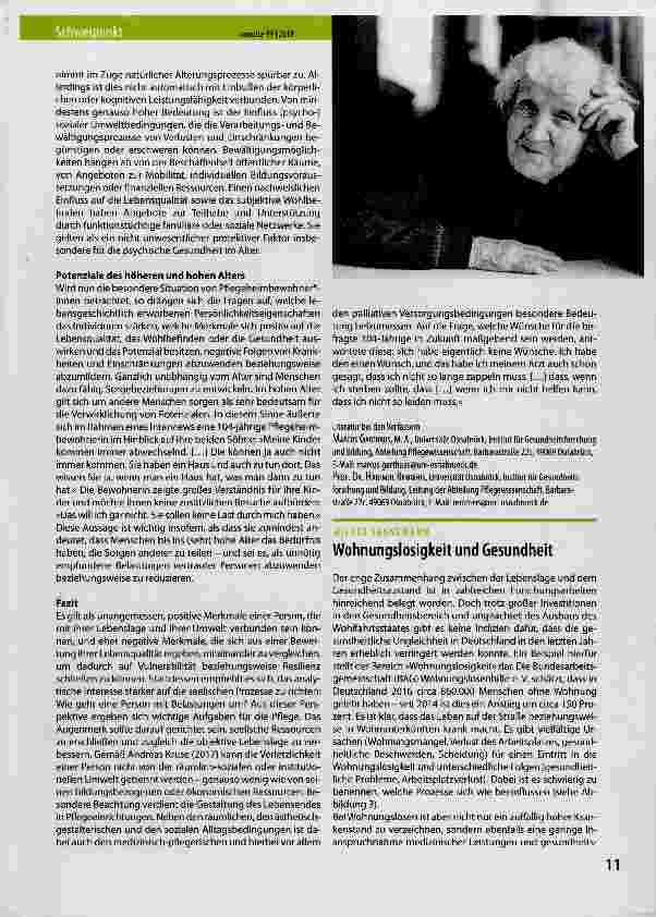 Vorschauseite 1: Wohnungslosigkeit und Gesundheit