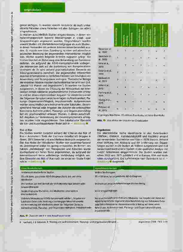 Vorschauseite 3: Training von Aufmerksamkeit, Planungsund Organisationsfähigkeit und Impulskontrolle bei Erwachsenen mit einer ADHS: Eine systematische Literaturübersicht