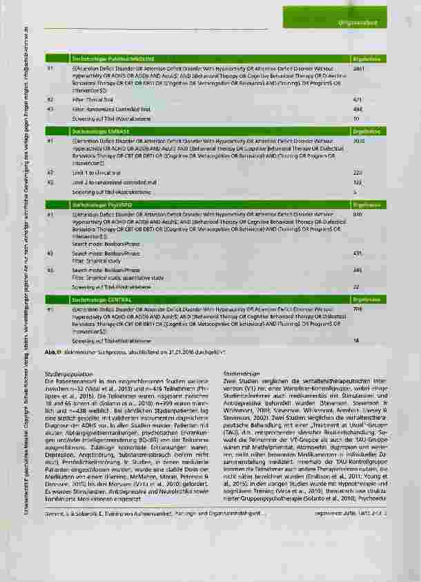 Vorschauseite 4: Training von Aufmerksamkeit, Planungsund Organisationsfähigkeit und Impulskontrolle bei Erwachsenen mit einer ADHS: Eine systematische Literaturübersicht