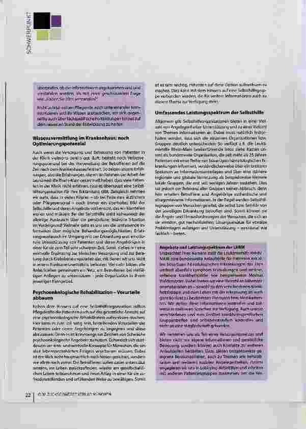 Vorschauseite 3: Lebensqualität von Patienten mit onkologisch-hämatologischen Erkrankungen Perspektive der Selbsthilfe