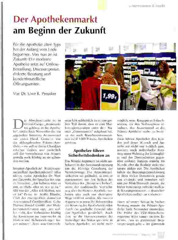 Vorschauseite 1: Der Apothekenmarkt am Beginn der Zukunft