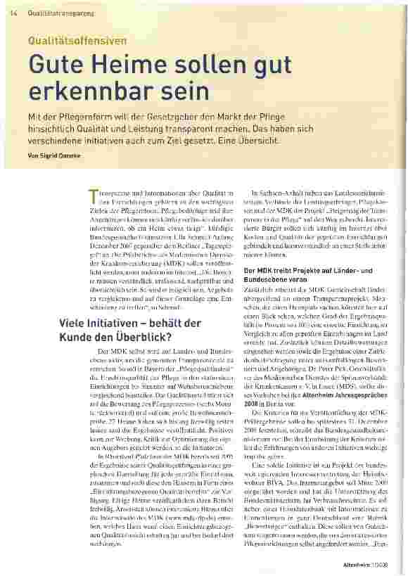 Vorschauseite 1: Gute Heime sollen gut erkennbar sein