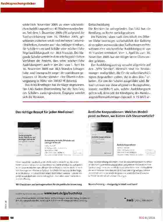 Vorschauseite 2: Dauer der wöchentlichen Ausbildungszeit eines Gesundheitsund Krankenpflegeschülers