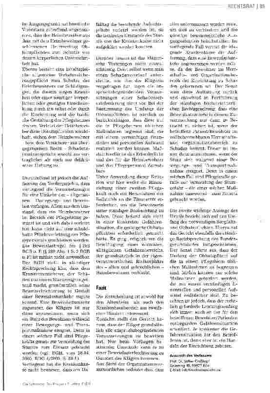 Vorschauseite 2: Sturz einer Heimbewohnerin aus dem Rollstuhl