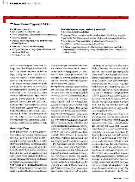Vorschauseite 2: Inkontinenz: Hautschäden vermeiden
