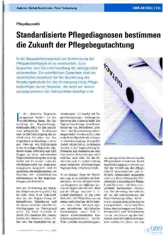 Vorschauseite 1: Standardisierte Pflegediagnosen bestimmen die Zukunft der Pflegebegutachtung