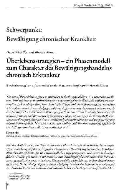 Vorschauseite 1: Schwerpunkt: Bewältigung chronischer Krankheit